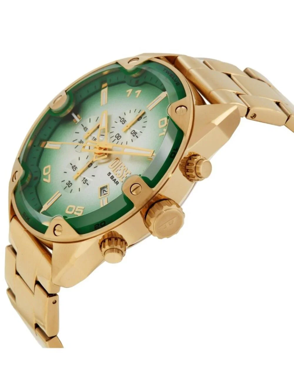 NWT Diesel Spiked Chronograph Quartz Green Dial Men's Watch